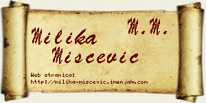 Milika Miščević vizit kartica